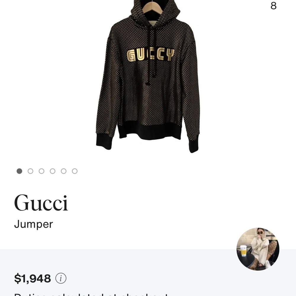 Gucci Black Hoodie with Gold Accents 100% AUTHENTIC